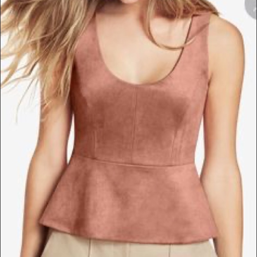 BCBG Max Azria Cladiana Faux Suede Peplum Top